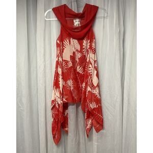 Max Studio Y2K floral Boho Orange whimsical Blouse Womens sm sleeveless Shirt